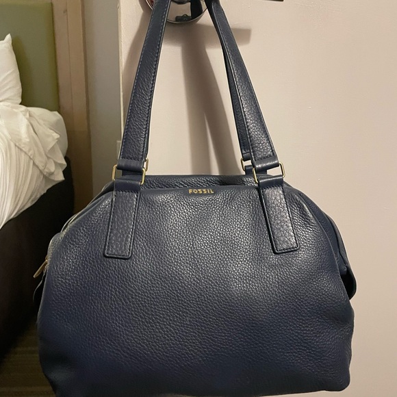 Fossil Handbags - Fossil blue pebble leather satchel